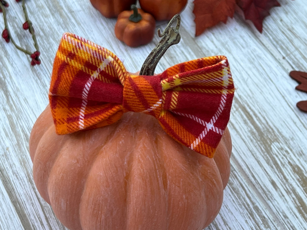 Orange Plaid Bow Tie